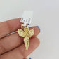 10k Gold Miami Cuban Chain Praying Angel Charm Pendant 3mm 18-28in Necklace Set
