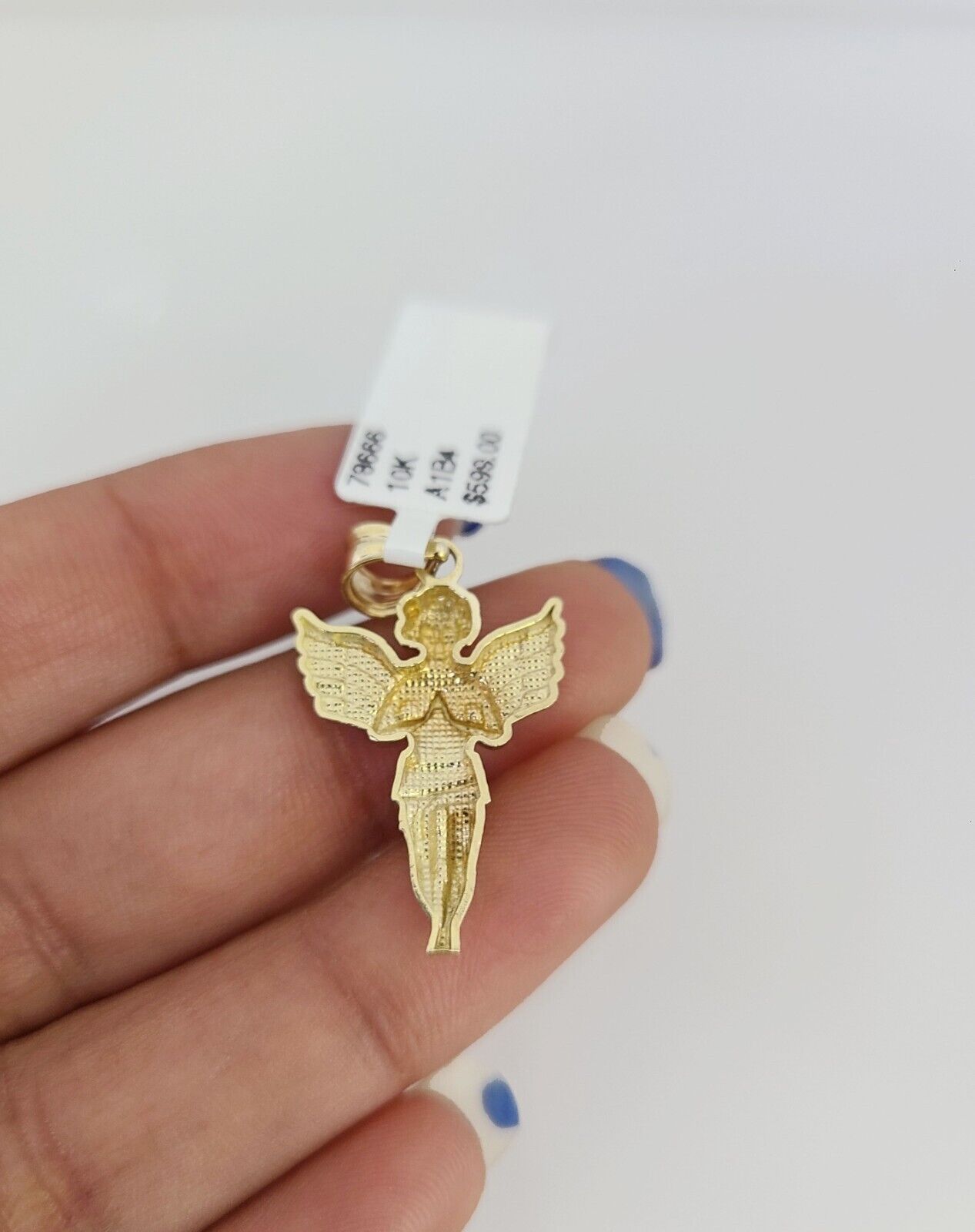 10k Gold Miami Cuban Chain Praying Angel Charm Pendant 3mm 18-28in Necklace Set