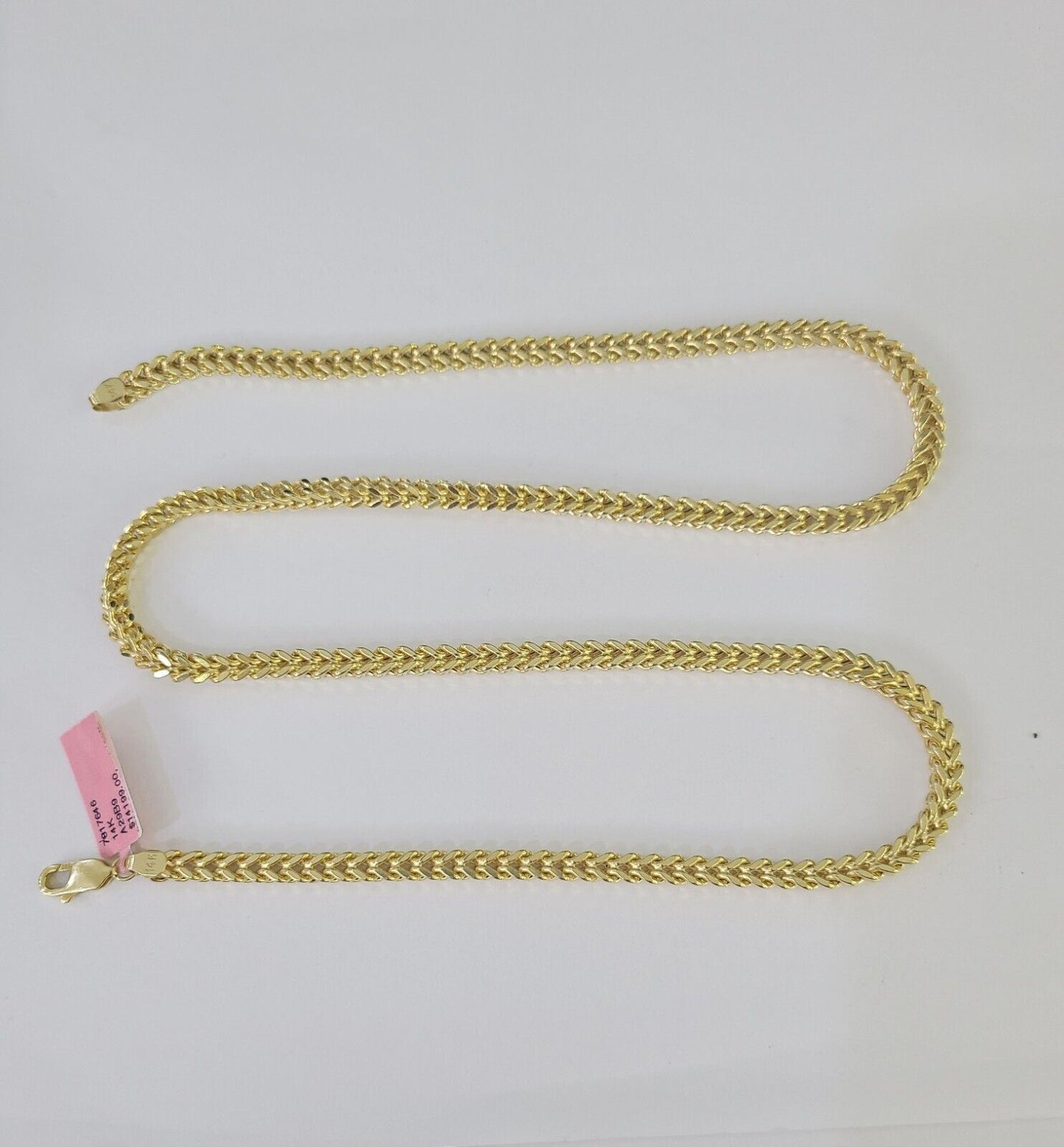 14K Franco Chain Necklace 4mm 26 Inch Real 14KT Men Women Yellow Gold