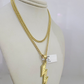 10k Gold Miami Cuban Chain Lightning Charm Pendant 3mm 18-28in Necklace Set