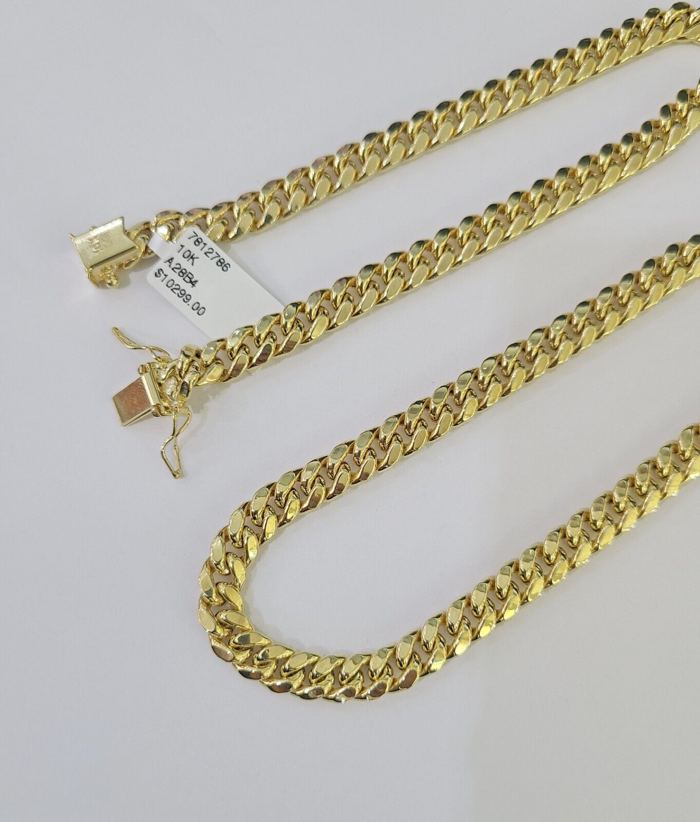 10K Miami Cuban Link Chain Yellow Gold Real 7mm 22 inch Necklace Mens Box Lock