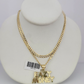 10k Gold Solid Cuban Curb Chain Necklace Eazy Money Pendant Set 3mm 18"-26"