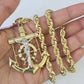 Real 14k Solid Rope Chain Jesus Anchor Charm Set 6mm 18"-30" Necklace Gold