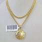 10K Gold Miami Cuban Chain Jesus Mary 18"-28" 3mm REAL Pendant Necklace SET