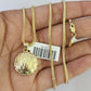 10K Franco Chain Jesus Mary Pendant Charm Necklace 16"-24" 2mm Gold SET Yellow