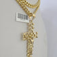 10K Miami Cuban Link Chain Jesus Cross Pendent Charm 6mm 20"-30" Necklace