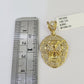 10K Gold Miami Cuban Chain Roaring Lion 18"-28" 3mm REAL Pendant Necklace SET