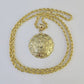 10k 3mm Rope Chain Virgin Mary Pendant 18"-30" Yellow Gold Set Charm Necklace