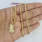 14k Rope Chain Praying Hands Charm Pendant Gold 2mm 18"-24inch SET Necklace