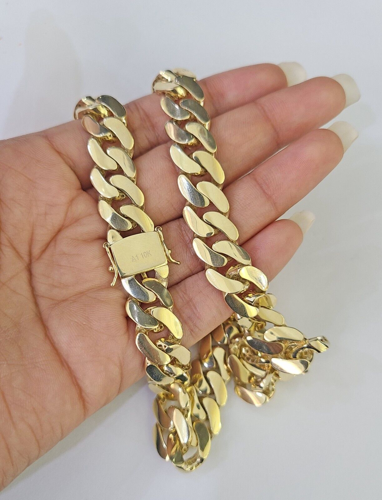 Real 10K Royal Monaco Chain Box Clasp 11mm Gold Necklace 10Kt 24" Genuine