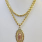 10k 3mm Rope Chain Virgin Mary Pendant 18"-30" Yellow Gold Set Charm Necklace