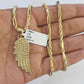 10k Milano Rope Chain Wings Charm Necklace SET 3mm 18" 20" 22" 24"