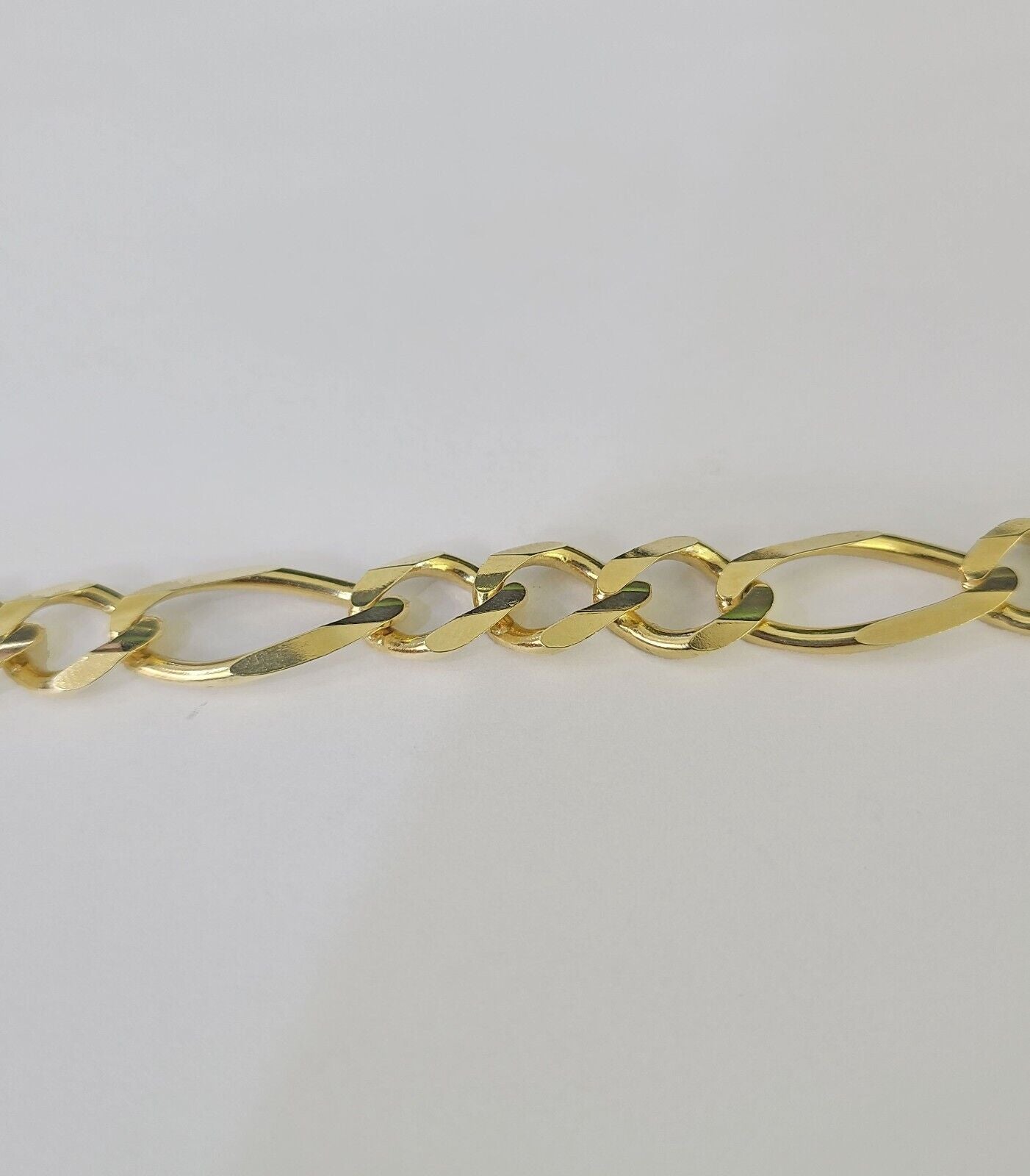 Real 14k Yellow Gold Figaro link Bracelet 9mm 8" Inch Men women Genuine