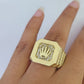 Real 10k Ring Crown Fancy Design Yellow Gold Men Casual 10kt