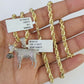 10k Solid Rope Chain Goat Charm Diamond Set 4mm 20"-28" Necklace Gold Yellow