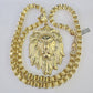 10k Gold Byzantine Necklace Lion Head Charm Pendant 20"-30" 8mm SET Chain