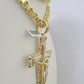 10k Gold Byzantine Necklace Jesus Cross Charm Pendant 20"-30" 8mm REAL SET Chain