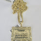 10k Last Supper Charm Miami Cuban Chain Pendant Set 5mm Necklace Yellow Gold