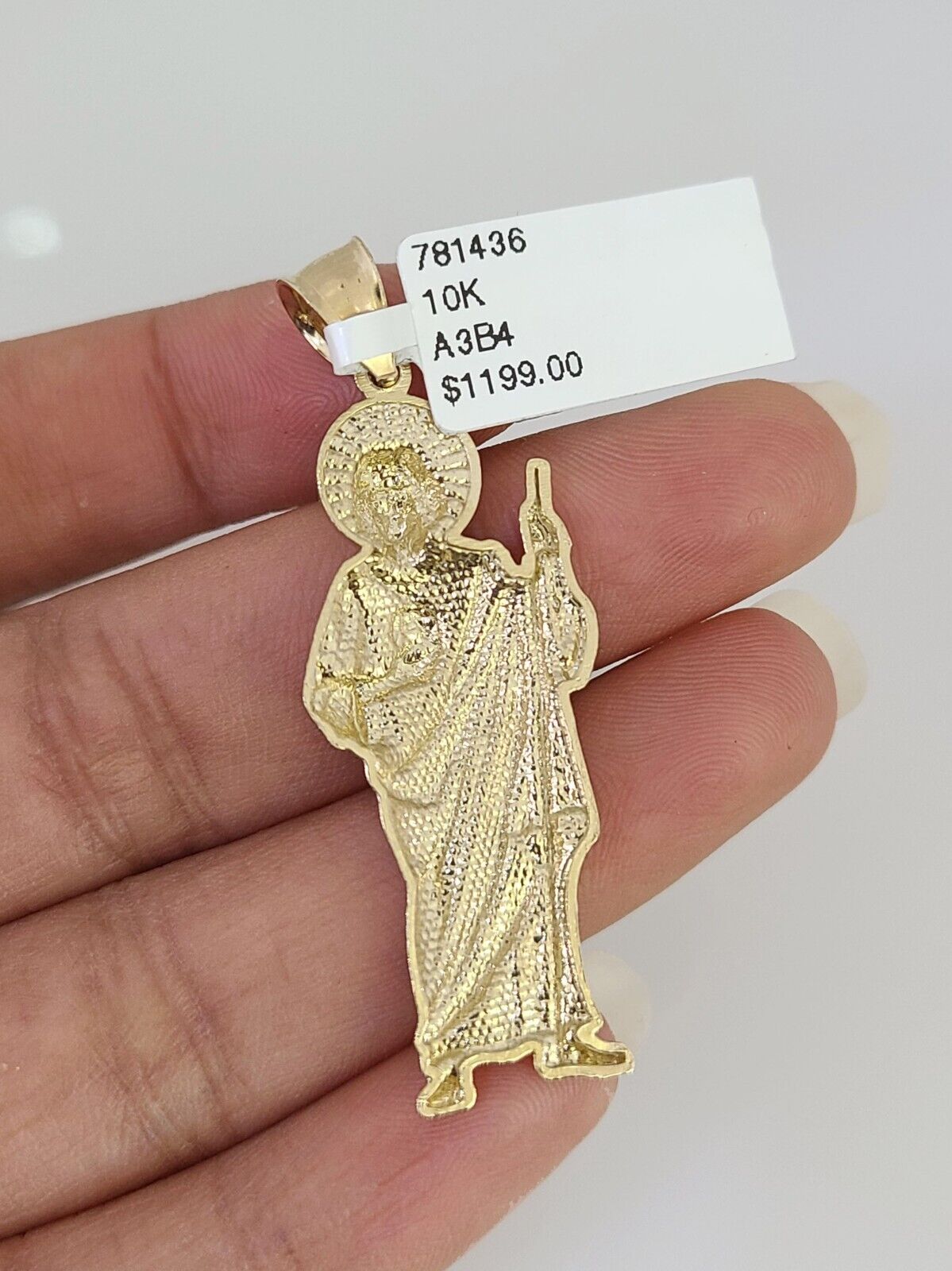 10k Gold Necklace Chain Saint Jude Charm Solid Cuban Curb 5mm 18"-28" Inch SET