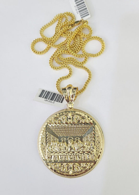 10K Franco Chain Last supper Pendant Charm Necklace 20"-26" 2.5mm Yellow Gold