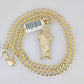 10k Gold Necklace Chain Saint Jude Charm Solid Cuban Curb 5mm 18"-28" Inch SET