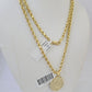 Real 10k 3mm Rope Chain Mayan Calendar Pendant 18" 20" 22" 24" 26" Gold Set