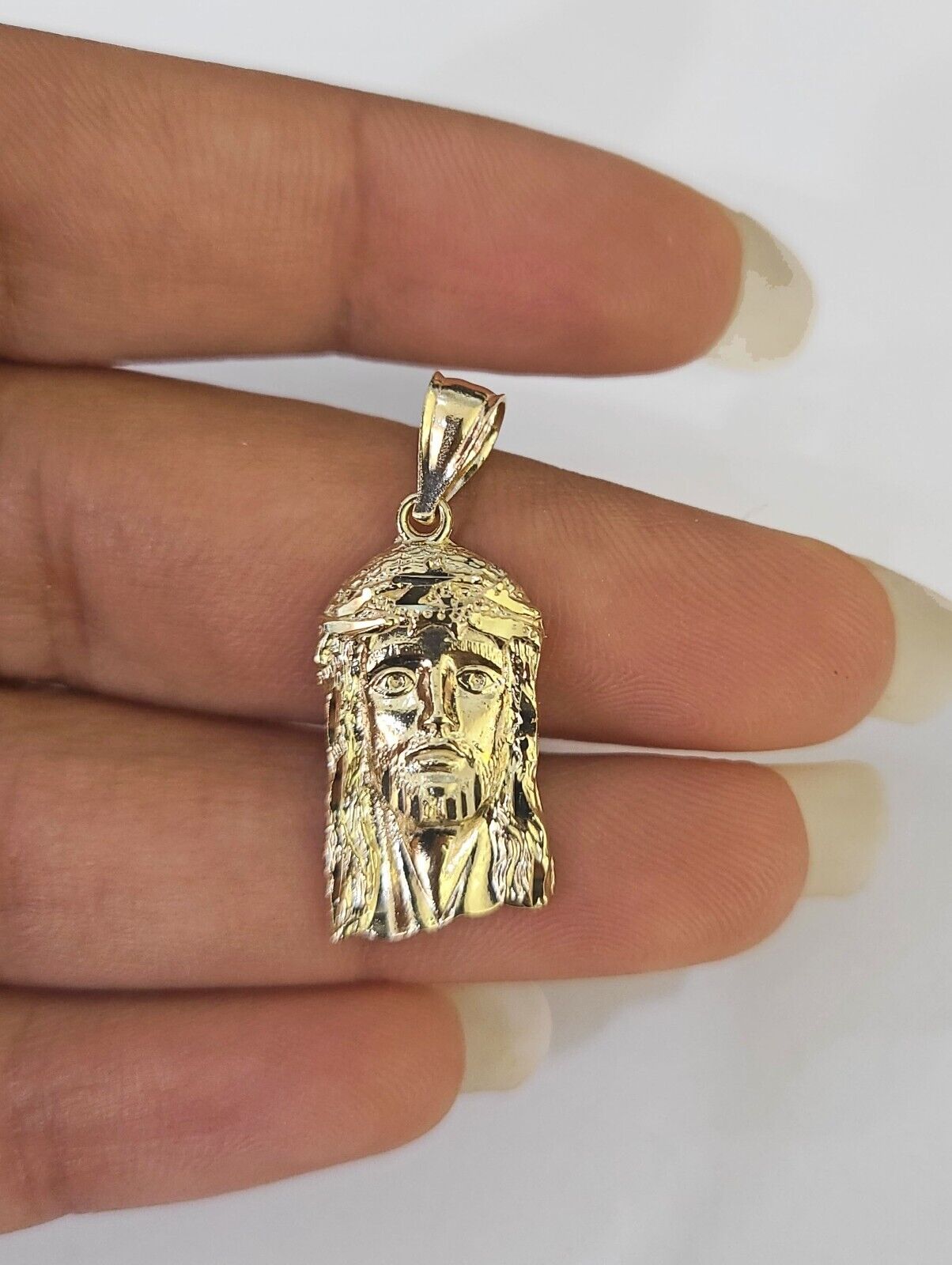 Real 10K Yellow Gold Jesus Head Pendant Charm Genuine