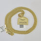 10K Gold Miami Cuban Chain Last Supper Charm 18"-28" 3mm REAL Pendant Necklace