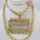 Real 14k Solid Rope Chain Last Supper Charm Set 6mm 18"-30" Necklace Gold