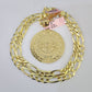 14k Solid Figaro Chain Mayan Calendar Charm Gold 7mm 20-30 inch SET Necklace