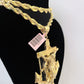 Real 14k Solid Rope Chain Jesus Anchor Charm Set 6mm 18"-30" Necklace Gold