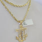 10k Milano Rope Chain Jesus Anchor Charm Necklace SET 3mm 18" 20" 22" 24"