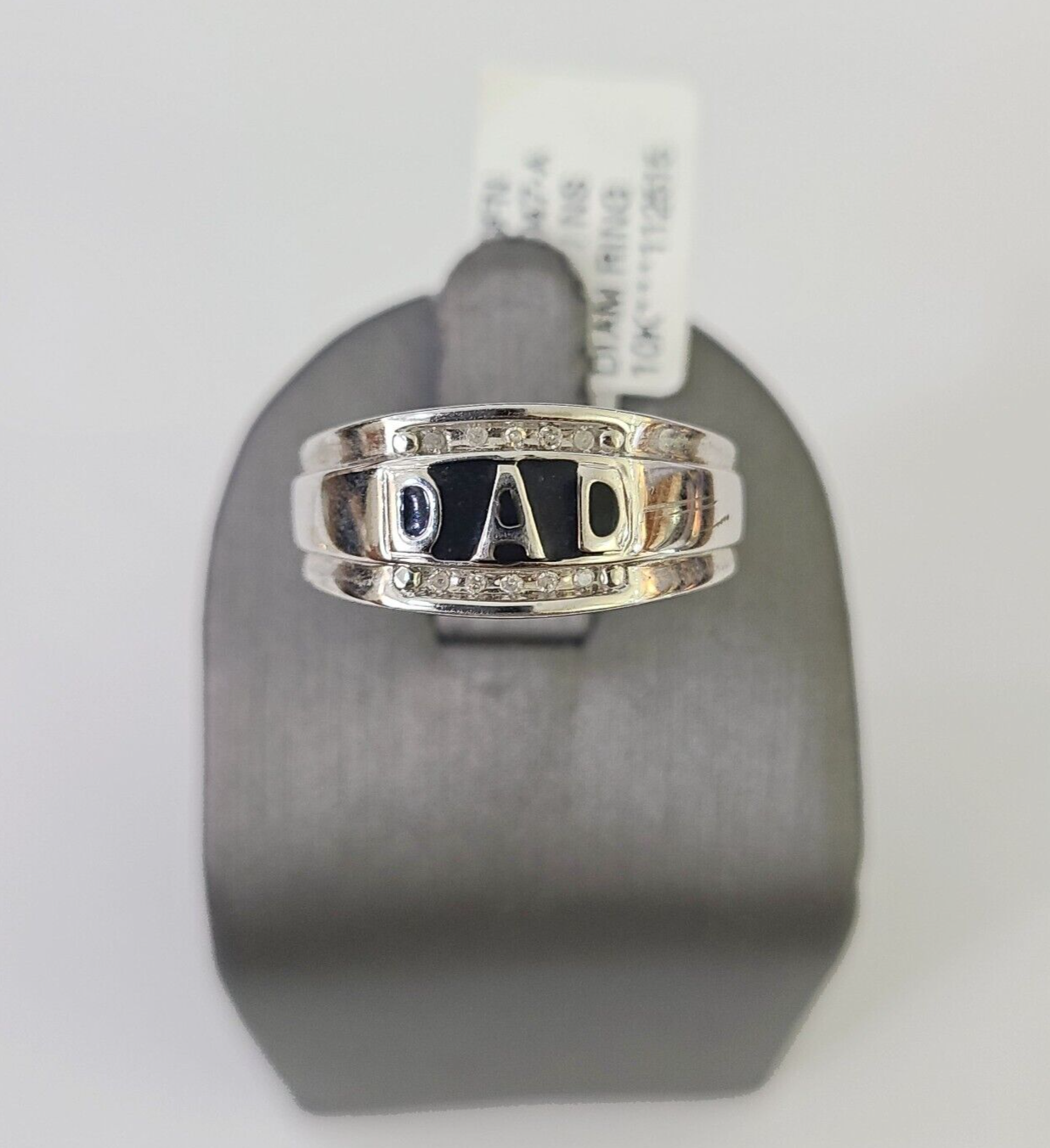 Real 10k DAD Diamond Ring Mens White Gold Size 10 Ring 10kt Genuine