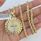 10k Solid Rope Chain Ankh Cross Charm Set 4mm 20"-28" Necklace Gold Yellow