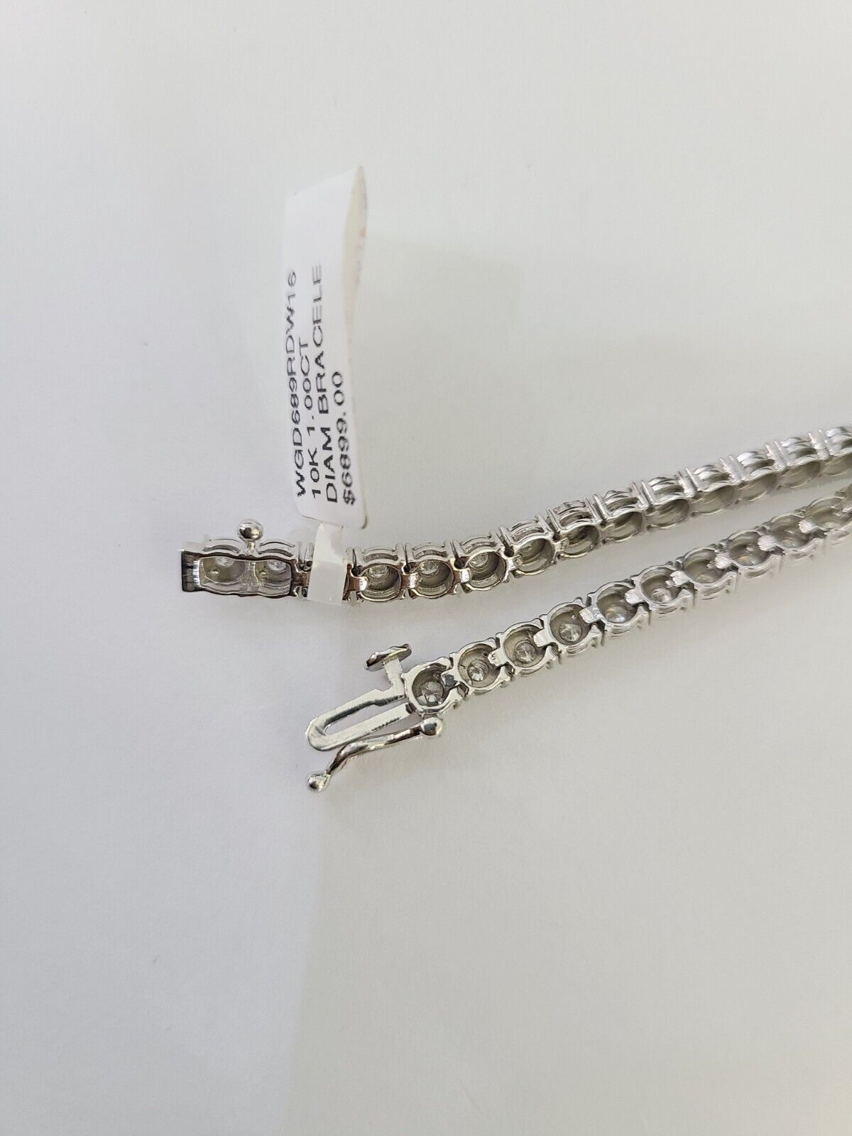 10K White Gold Diamond Bracelet Women Ladies 7" REAL Genuine Gold