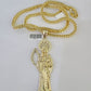 10K Franco Chain Saint Reaper Pendant Charm Necklace 20"-26" 5mm Gold SET Yellow