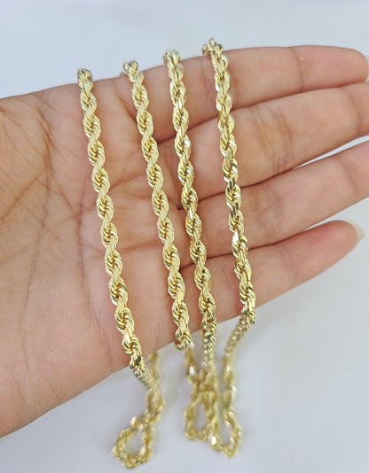 14k Rope Chain Solid Yellow Gold 3mm 18"-26" Inch Men Women Genuine Necklace