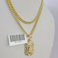 10K Gold Miami Cuban Chain Jesus Head 18"-28" 3mm Pendant Necklace SET Charm