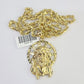 10k Solid Rope Chain Jesus Head Charm Set 4mm 18"-30" Necklace Gold Pendant