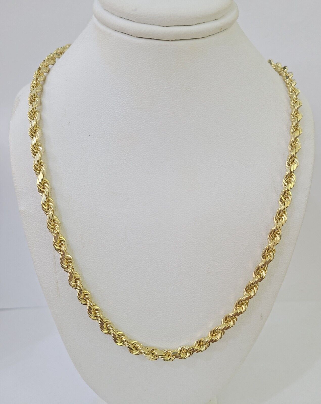 10K Real Solid Yellow Gold Rope Chain Necklace 5mm Length 18" 20" 22" 24" 26"