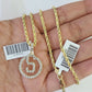 10k 3mm Rope Chain S Diamond Pendant Alphabet 18"-30" Gold Set Charm Necklace