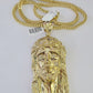 10K Franco Chain Jesus Head Pendant Charm Necklace 20"-26" 5mm Gold Yellow SET