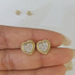 10k Diamond Heart Earrings Pendant Charm SET Yellow Gold