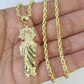 10k 3mm Rope Chain Saint Jude Pendant 18"-30" Yellow Gold Set Charm Necklace