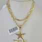 10k Milano Rope Chain Dallas Charm Necklace SET 3mm 18" 20" 22" 24"