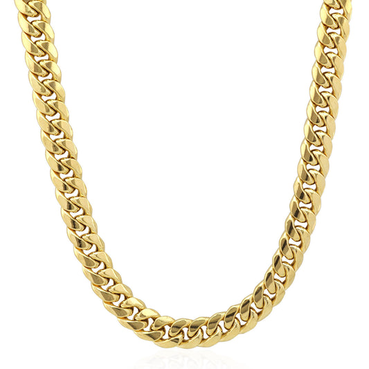 Real 14K Yellow Gold Chain Necklace 24 inch Miami Cuban Link 8mm Mens 14KT SALE