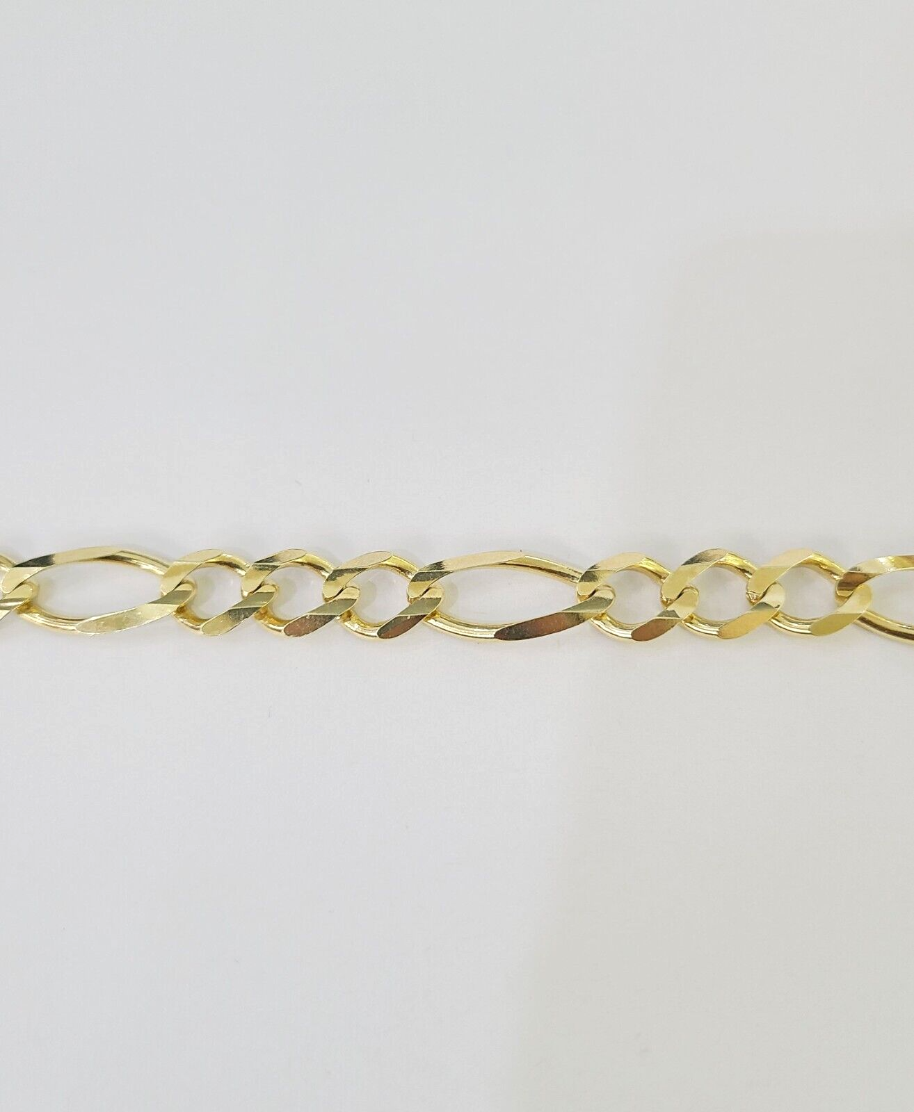 Real 14k Yellow Gold Figaro link Bracelet 9mm 8" Inch Men women Diamond Cut