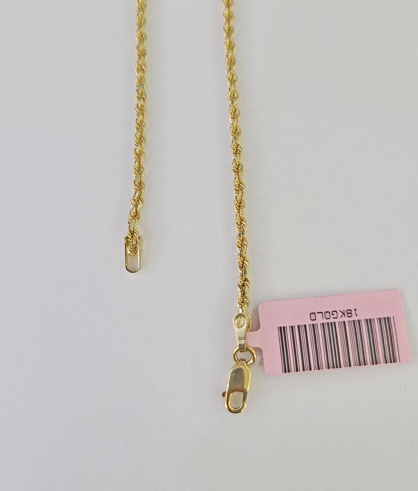 18k Real Solid Rope Chain Yellow Gold 2mm 20" Inch Genuine 18kt Necklace