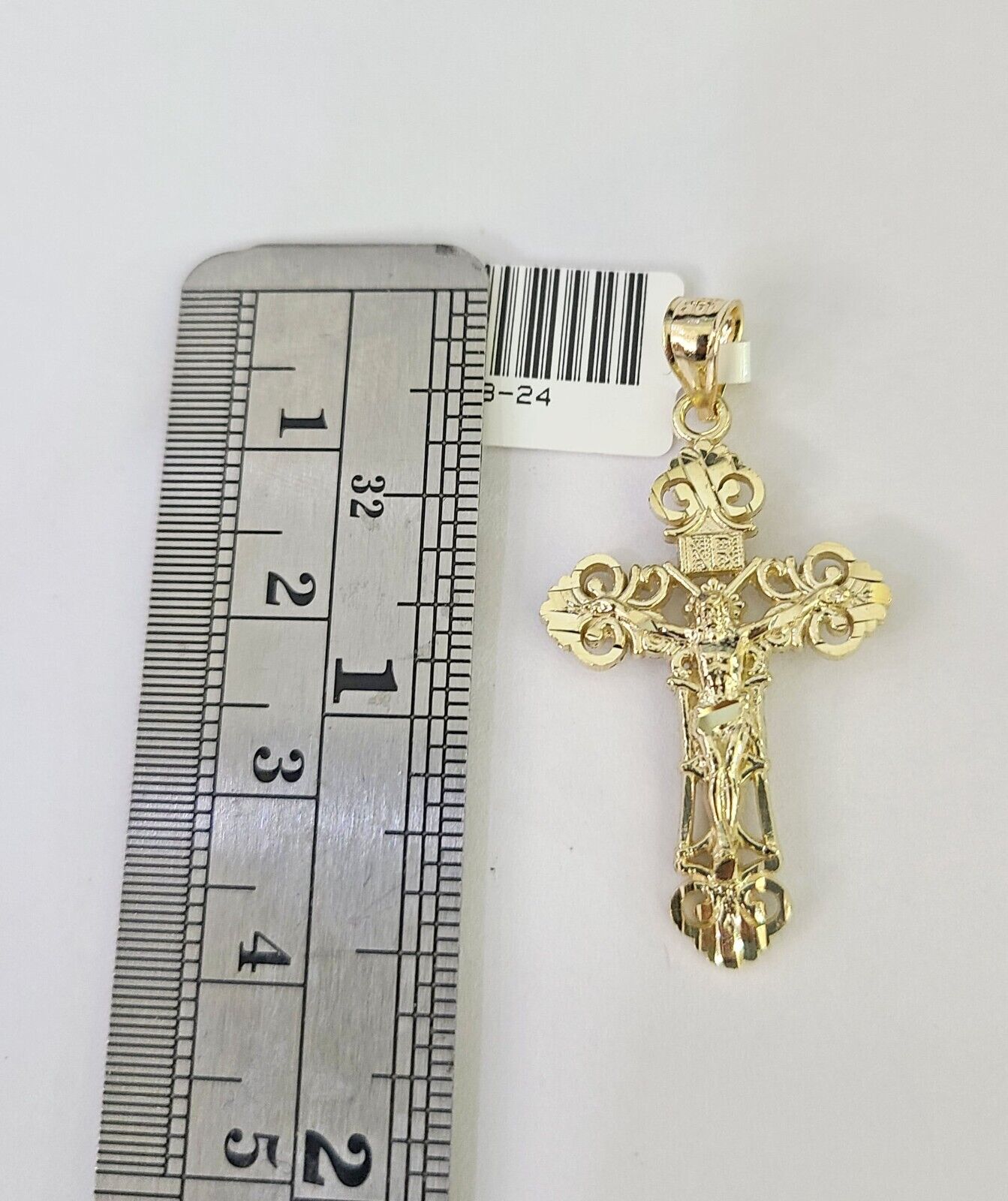 10K Franco Chain Jesus Cross Pendant Charm Necklace 16"-24" 2mm Gold SET Yellow