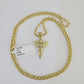 10k 2.5mm Rope Chain Praying Angel Pendant 18"-30 Yellow Gold Set Charm Necklace